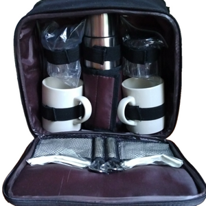 Gourmet Gevalia Coffee Travel Picnic Backpack Kit Thermos Mug Cream Sugar New